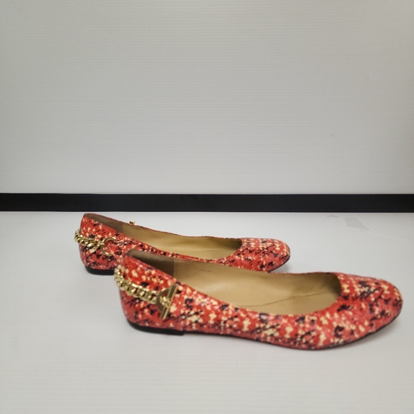 Rachel Zoe Multi Colored flats with gold chain detail on heel size 11M - Picture 5 of 12